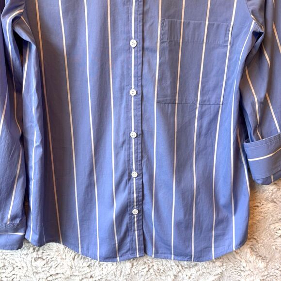 Madewell Maybel Top Womens XXS Blue Striped Button Up Adjustable Sleeves NWT NEW - Picture 3 of 14